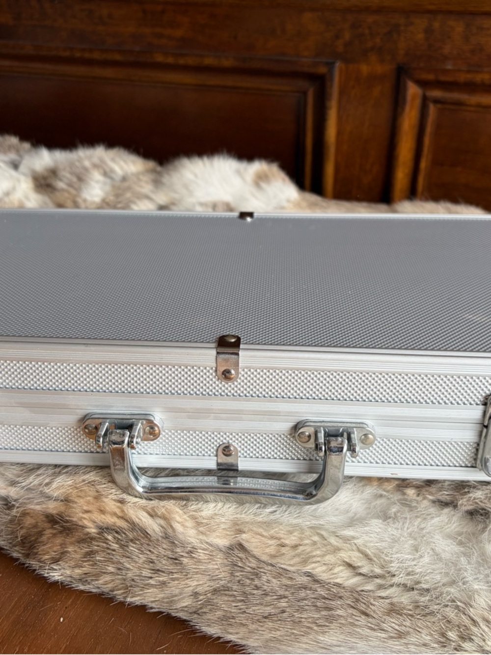 Silver Aluminum poker Briefcase Carry Case